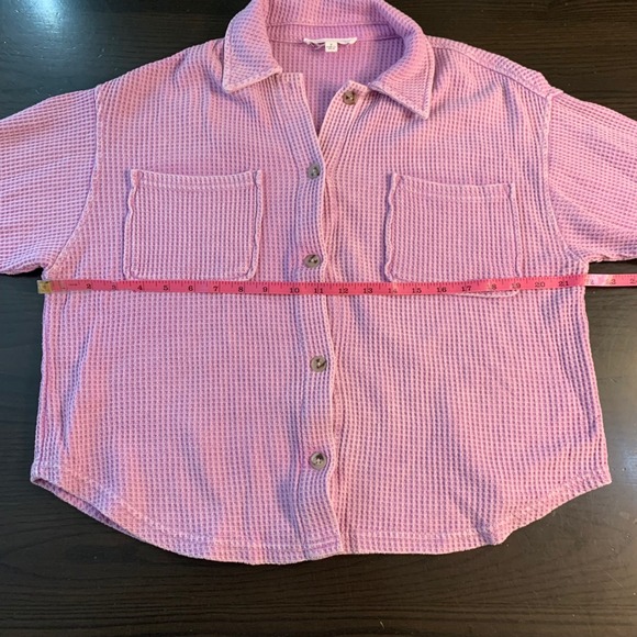 Hippie Rose Waffle Knit Button Up Shirt Lavender Purple Long Sleeve Size M - Picture 6 of 12